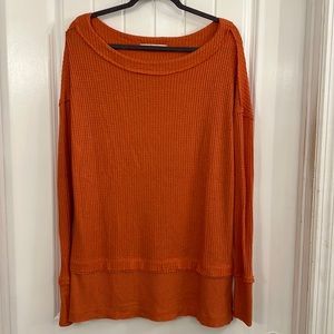 We The Free by free people thermal shirt, size XS, orange